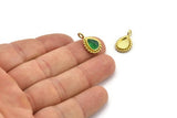 Brass Drop Charm, 6 Raw Brass Drop Charms With 1 Loop - Pad Size 6x8mm (15x11mm) N2068