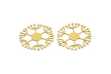 Brass Dandelion Charm, 6 Raw Brass Round Shaped Taraxacum Charms With 1 Loop (32x30x0.60mm) A4296