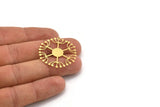 Brass Dandelion Charm, 6 Raw Brass Round Shaped Taraxacum Charms With 1 Loop (32x30x0.60mm) A4296