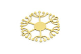 Brass Dandelion Charm, 6 Raw Brass Round Shaped Taraxacum Charms With 2 Loops (33x30x0.60mm) A4298
