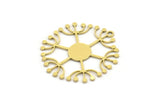 Brass Dandelion Charm, 8 Raw Brass Round Shaped Taraxacum Charms With 1 Loop (28x26x0.60mm) A4299