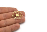 Brass Dandelion Charm, 8 Raw Brass Round Shaped Taraxacum Charms With 1 Loop (28x26x0.60mm) A4299
