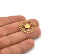 Brass Dandelion Charm, 8 Raw Brass Round Shaped Taraxacum Charms With 2 Loops (29x26x0.60mm) A4297