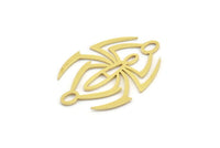 Brass Spider Charm, 12 Raw Brass Spider Shaped Charms With 2 Loops, Connector Findings (30x21x0.60mm) A4311