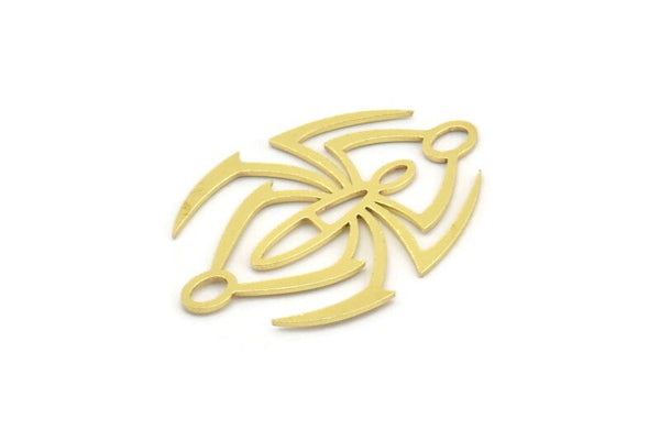 Brass Spider Charm, 12 Raw Brass Spider Shaped Charms With 2 Loops, Connector Findings (30x21x0.60mm) A4311