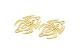 Brass Spider Charm, 12 Raw Brass Spider Shaped Charms With 2 Loops, Connector Findings (30x21x0.60mm) A4311