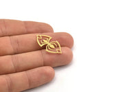 Brass Spider Charm, 12 Raw Brass Spider Shaped Charms With 2 Loops, Connector Findings (30x17x0.60mm) A4306