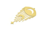 Brass Marquise Charm, 4 Raw Brass Crescent Moon And Star Patterned Charms With 1 Loop, Eye Charms, Fringed Charms (62x33x0.60mm) A4301
