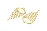 Brass Marquise Charm, 4 Raw Brass Crescent Moon And Star Patterned Charms With 1 Loop, Eye Charms, Fringed Charms (62x33x0.60mm) A4300