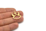 Brass Cloud Charm, 10 Raw Brass Crescent Moon And North Star Shaped Cloud Charms With 1 Loop, Earring Findings (28x22x0.60mm) A4318