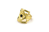Brass Royal Ring, Raw Brass Royal Ring With 1 Stone Setting - Pad Size 4mm N2116