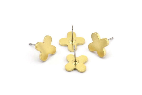 Earring Studs, 6 Raw Brass - T Shape Earrings - Brass Earrings - Earrings (10x1.2mm) A4101