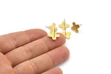 Earring Studs, 6 Raw Brass - T Shape Earrings - Brass Earrings - Earrings (10x1.2mm) A4101