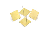Brass Square Earring, 6 Raw Brass Square Shaped Stud Earrings (14x0.80mm) A4098