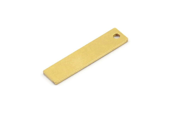 Brass Rectangle Charm, 12 Raw Brass Rectangle Charms With 1 Hole, Brass Pendants (26x6x1mm) A4118