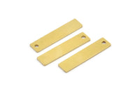 Brass Rectangle Charm, 12 Raw Brass Rectangle Charms With 1 Hole, Brass Pendants (26x6x1mm) A4118