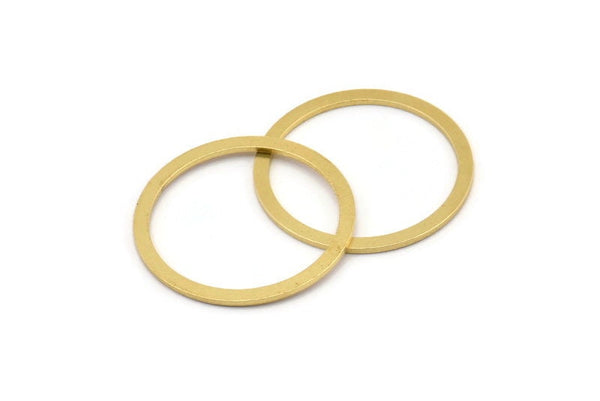 29.5mm Circle Connector, 10 Raw Brass Circle Connectors (29.5x2x1mm) A4119