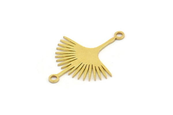 Brass Sun Charm, 24 Raw Brass Sun Charms With 2 Loops, Brass Connectors (24x18x0.60mm) A3875