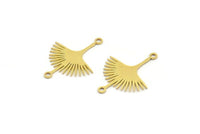 Brass Sun Charm, 24 Raw Brass Sun Charms With 2 Loops, Brass Connectors (24x18x0.60mm) A3875