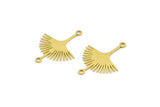 Brass Sun Charm, 24 Raw Brass Sun Charms With 2 Loops, Brass Connectors (24x18x0.60mm) A3875