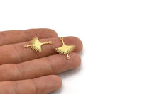 Brass Sun Charm, 24 Raw Brass Sun Charms With 2 Loops, Brass Connectors (24x18x0.60mm) A3875