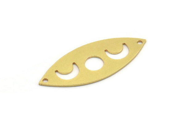 Pirinç Markiz Tılsımı, 2 Delikli, Bağlantı Parçalı, 8 Ham Pirinç Hilal Desenli Markiz Şekilli Tılsım (39x15x0,80 mm) A4141