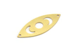 Brass Marquise Charm, 8 Raw Brass Crescent Moon Pattarned Marquise Shaped Charms With 2 Holes, Connectors (39x15x0.80mm) A4140