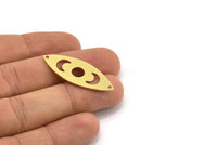 Brass Marquise Charm, 8 Raw Brass Crescent Moon Pattarned Marquise Shaped Charms With 2 Holes, Connectors (39x15x0.80mm) A4140