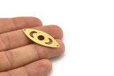 Brass Marquise Charm, 8 Raw Brass Crescent Moon Pattarned Marquise Shaped Charms With 2 Holes, Connectors (39x15x0.80mm) A4140