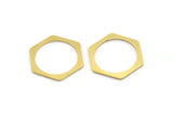 Brass Hexagon Charm, 12 Raw Brass Hexagon Shaped Rings, Connectors (26x23x1mm) A4146