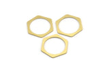 Brass Hexagon Charm, 12 Raw Brass Hexagon Shaped Rings, Connectors (26x23x1mm) A4146