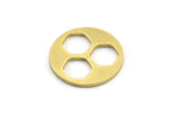 Brass Round Charm, 12 Raw Brass Hexagon Patterned Round Shape Charms, Charm Pendants, Blank Findings (17x1mm) A4144