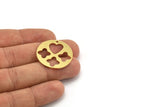 Brass Round Charm, 6 Raw Brass Heart And Positive Patterned Round Shape Charms With 1 Hole, Charm Pendants (28x1mm) A4142