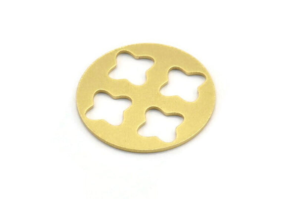 Brass Round Charm, 6 Raw Brass Positive Patterned Round Shape Charms, Charm Pendants, Blank Findings (28x1mm) A4143