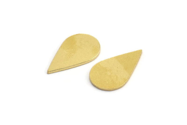Brass Drop Blank, 12 Raw Brass Drop Blanks, Drop Charms (17x10x0.80mm) A4121