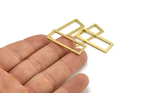 Brass Rectangle Ring, 12 Raw Brass Open Rectangle Connectors (32x12x1x2mm) A4120