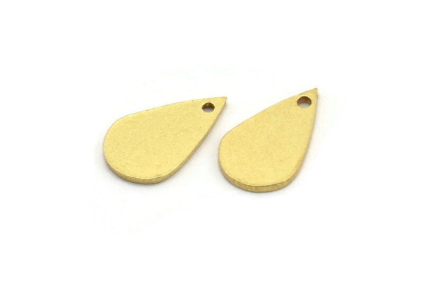 Brass Drop Charm, 24 Raw Brass Drop Charms With 1 Hole, Earrings, Findings (13x8x0.80mm) A4147