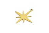 Brass Pole Star Charm, 24 Raw Brass, Brass Charms, Brass Pole Star Charms With 1 Loop (24x23x0.60mm) A4105