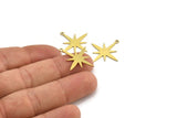 Brass Pole Star Charm, 24 Raw Brass, Brass Charms, Brass Pole Star Charms With 1 Loop (24x23x0.60mm) A4105