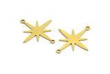 Brass Pole Star Charm, 24 Raw Brass, Brass Pendants, Brass Pole Star Charms With 2 Loops (26x23x0.60mm) A4106