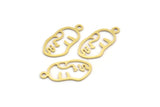 Brass Face Charm, 24 Raw Brass Face Charms With 1 Loop, Pendants, Earrings, Findings (20x10x0.60mm) D0635