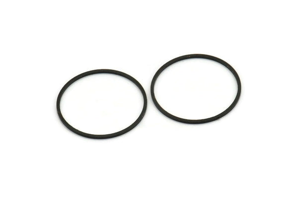Black Circle Connector, 15 Oxidized Brass Black Circle Connectors (25x1mm) Bs-1108 S235