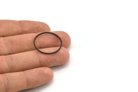 Black Circle Connector, 15 Oxidized Brass Black Circle Connectors (25x1mm) Bs-1108 S235