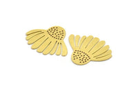 Brass Flower Charm, 8 Raw Brass Flower Charms, Charm Pendants (22x28x0.60mm) A4321
