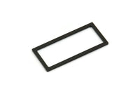 Black Rectangle Ring, 6 Oxidized Black Brass Open Rectangle Connectors (38x18x1x2mm) A4122 S1204