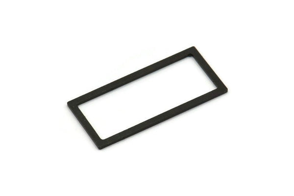 Black Rectangle Ring, 6 Oxidized Black Brass Open Rectangle Connectors (38x18x1x2mm) A4122 S1204