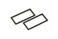Black Rectangle Ring, 6 Oxidized Black Brass Open Rectangle Connectors (38x18x1x2mm) A4122 S1204