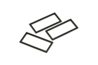 Black Rectangle Ring, 6 Oxidized Black Brass Open Rectangle Connectors (38x18x1x2mm) A4122 S1204