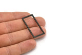 Black Rectangle Ring, 6 Oxidized Black Brass Open Rectangle Connectors (38x18x1x2mm) A4122 S1204