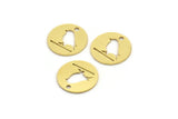 Brass Bird Charm, 24 Raw Brass Bird Patterned Round Shaped Charms With 1 Hole (12x0.60mm) A4324